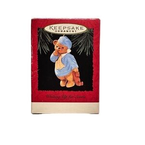 Vintage‎ Christmas Hallmark Keepsake Ornament Waiting Up For Santa Teddy Bear